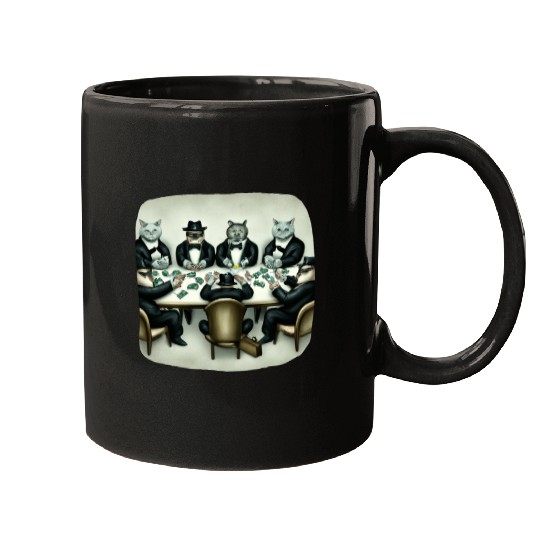 Cats Playing Cards Mugs