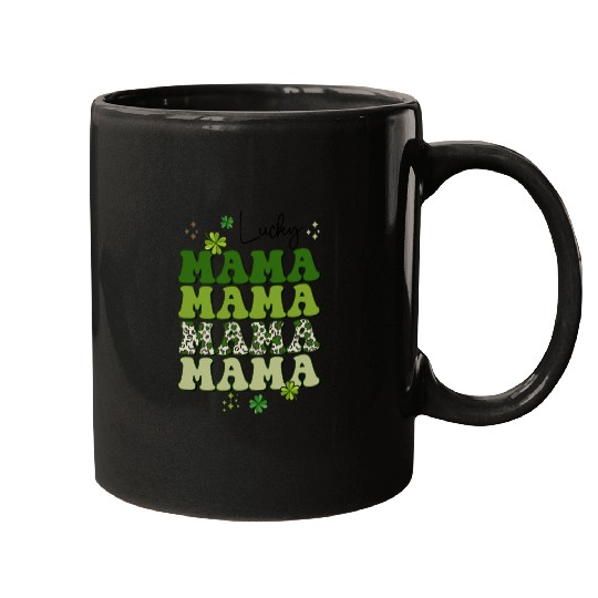 Groovy Lucky Mama St Pattys Mom Retro Groovy Mugs