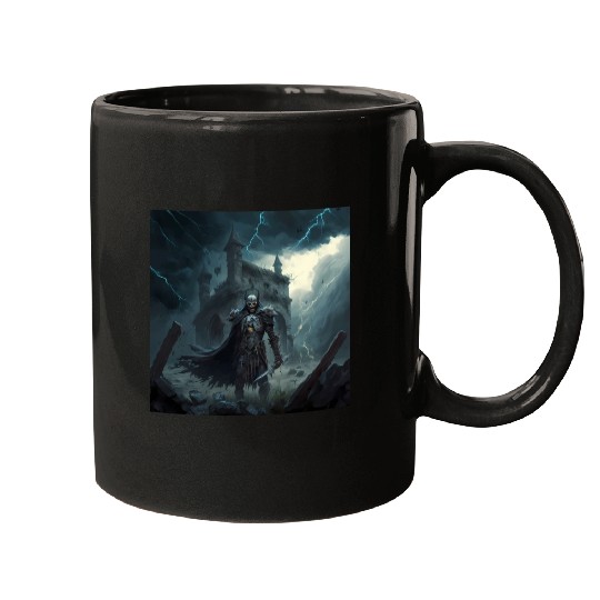Death Knight in Thunderstorm Mugs