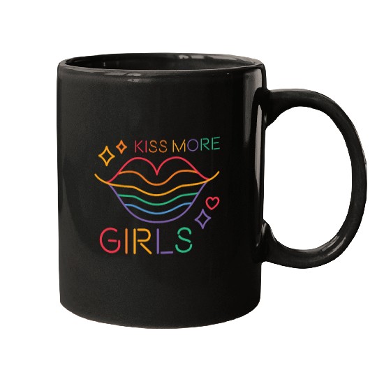 Kiss More Girls LGBT Cute Lesbian Pride Month Mugs