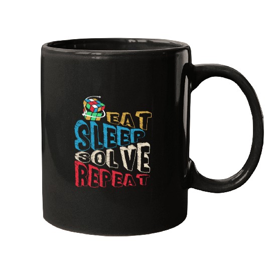 Eat Sleep Solve Repeat Math Speed Cubing Genie Mugs