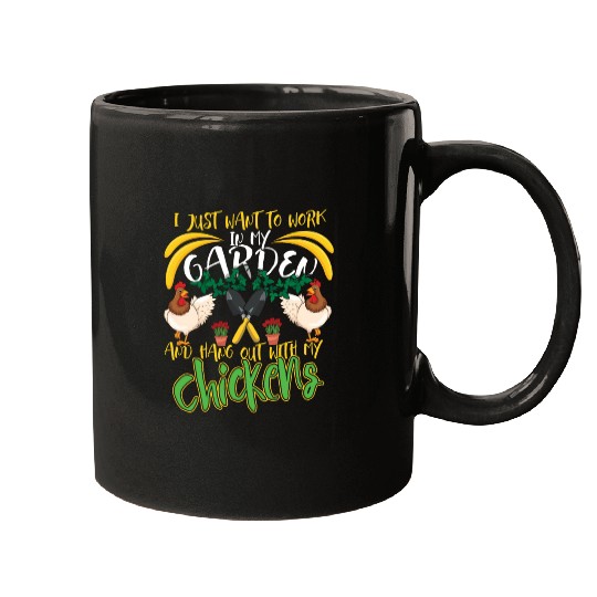 Work In Garden Chickens Farm Garden Hobby Gardener Mugs