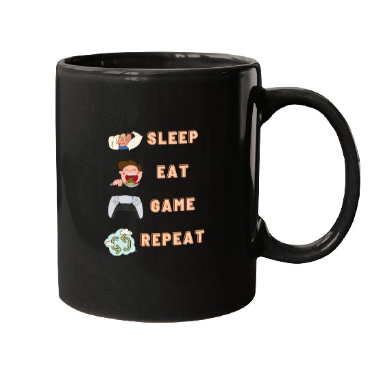 sleep eat game repeat PlayStation Mugs