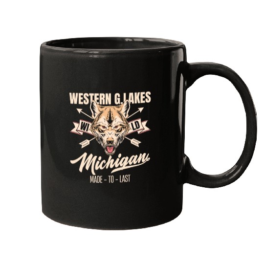 Western great lakes Michigan home of the wolf Mugs