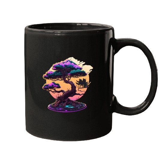 Synthwave Bonsai Tree Mugs