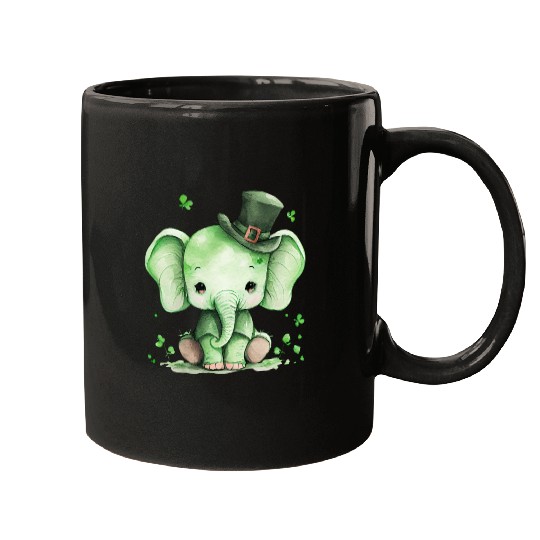 St Patrick's Day Irish Cute Elephant Saint Patrick Mugs
