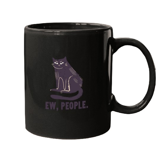 Ew People - Funny Black Cat Lovers Mugs