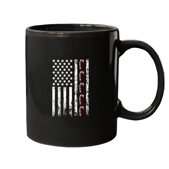 American Christmas Vintage Flag Cane Candy Xmas Mugs