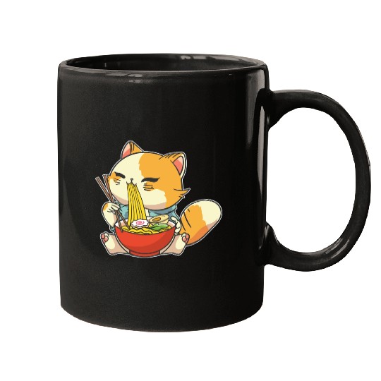 Cat Ramen Bowl Anime Kawaii Neko Japanese Noodles Mugs