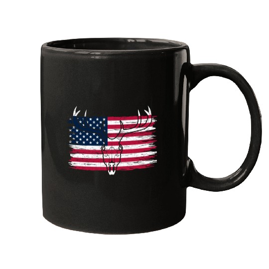 American Flag Deer Patriotic Hunting Mugs