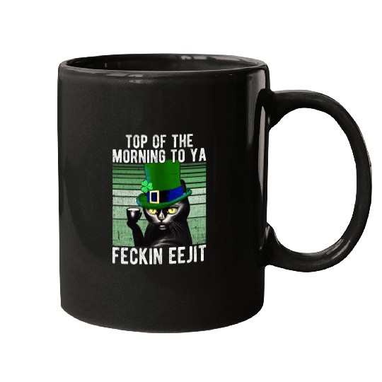 Feckin Eejit Cat Coffee Saint Patrick's Day Gift Mugs