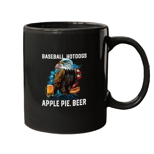 Baseball Hotdogs Apple Pie Beer Drinker Patriotic Mugs