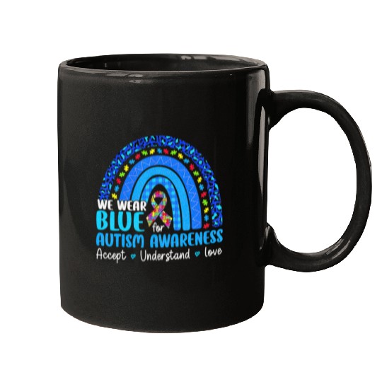 Rainbow Be Kind Trendy Mugs We Wear Blue For Autism