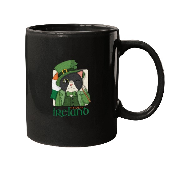 Ireland Tuxedo Cat Mugs