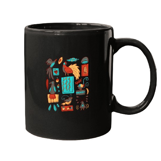 Retro 1950s Birds Of Paradise Pattern Mugs