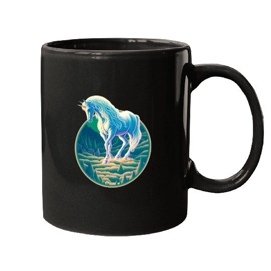 Unicorn in Mountain Landscape Mugs