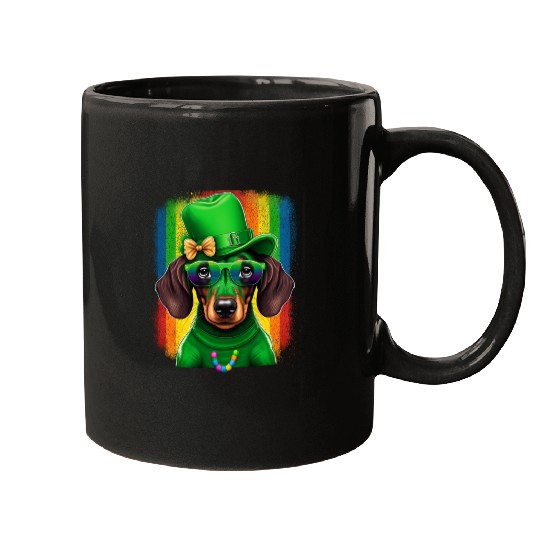St. Patricks Day Dachshund Wiener Dog Shamrock Mugs