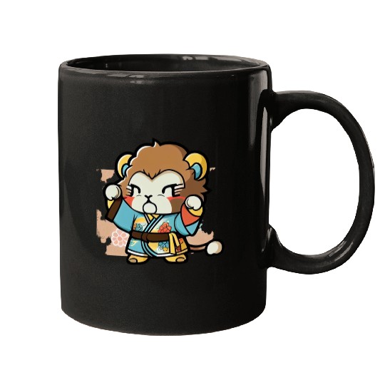 lion in kimono Mugs