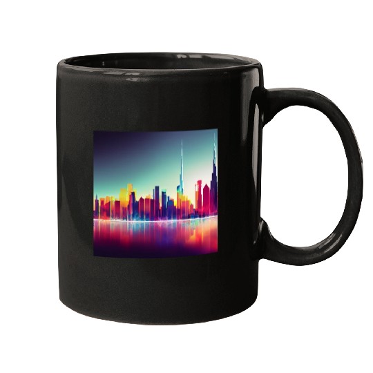 Dubai silhouette skyline abstract art Mugs