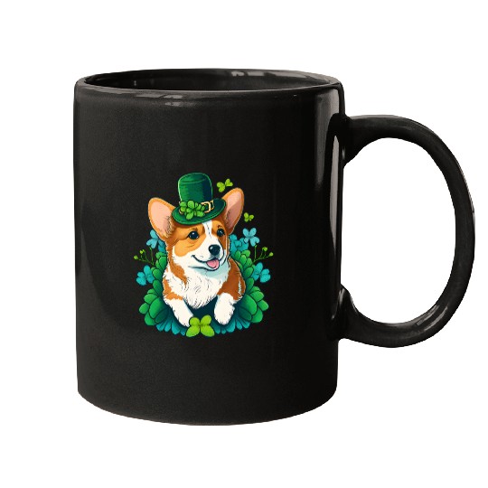 Funny Corgi Lover Shamrock Happy St Patricks Day Mugs