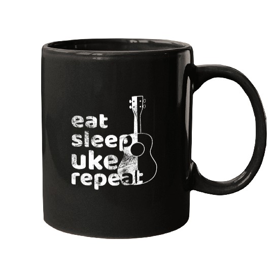 eat sleep uke repeat! white Mugs