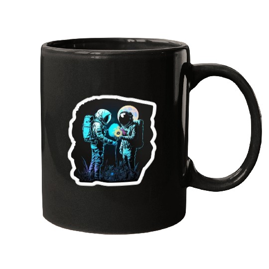 astronaut give flower Mugs