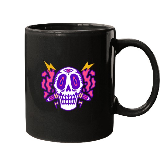 Psychedelic Skull Head Mugs