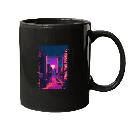 Japanese City Indie Aesthetic Glitch Art 80s 90s V Mugs