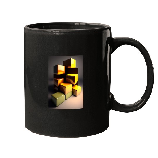 Gold Cubes Mugs