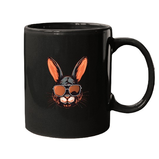 Bunny Face With Sunglasses Easter Day For Boys Men Mugs