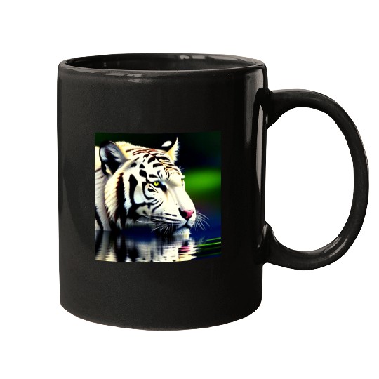 White Tiger Reflection Mugs