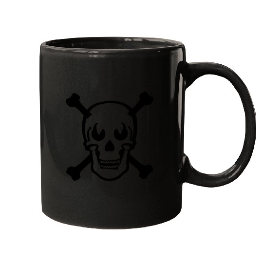 Skull and crossbones design Black Mugs