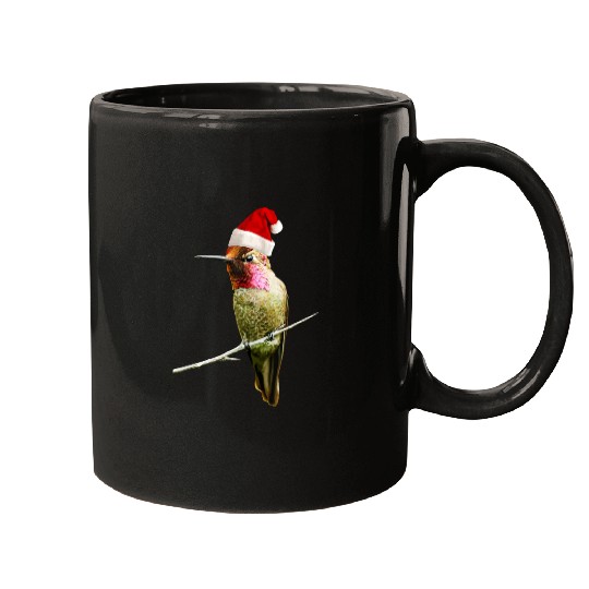 Hummingbird Santa Cute Christmas Hat Design for Bi Mugs