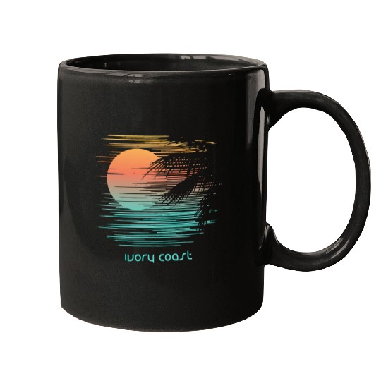Artistic Ivory Coast Africa Palm Tree Vacation Mugs