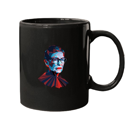 Ruth Bader Ginsburg low polygon design red blue Mugs