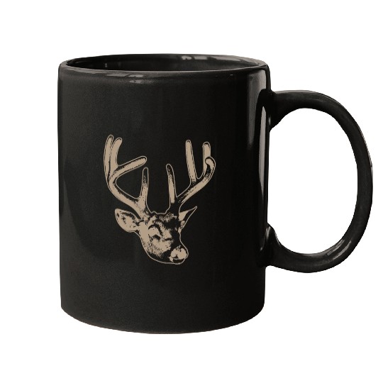 beige deer head Mugs