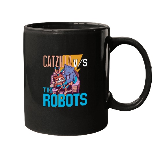 Catzilla Versus Robot Mugs