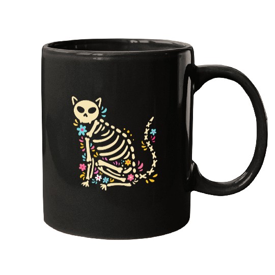 Halloween Cat Skeleton Mugs
