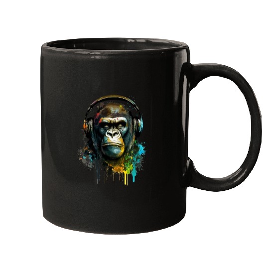 Gorilla headphone music Mugs