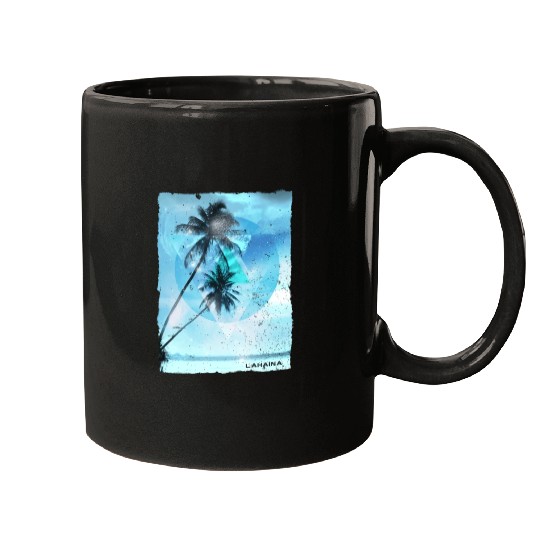 Artistic Lahaina Maui Hawaii Palm Tree Vacation Mugs