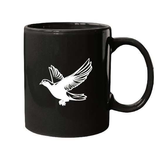 Pigeon In Flight With Wings Mugs