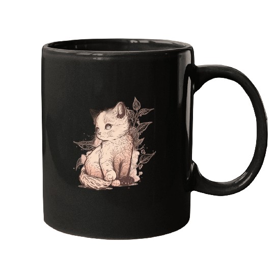 The Serene Cat in the Blossoming Garden Mugs