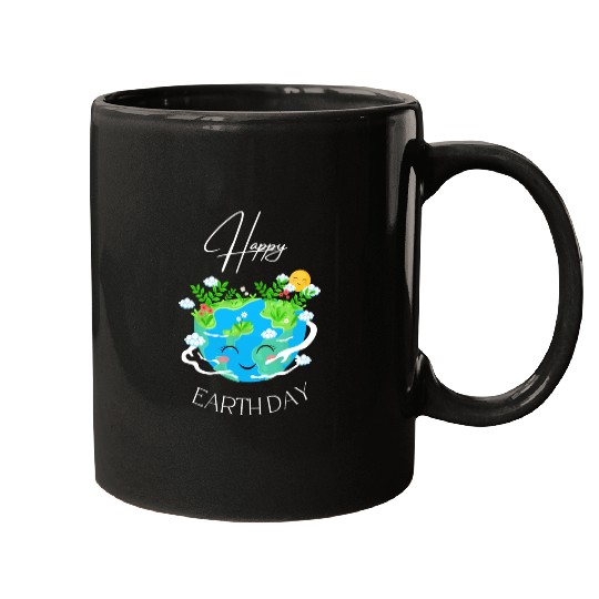 Green and Blue Happy Earth Day Mugs
