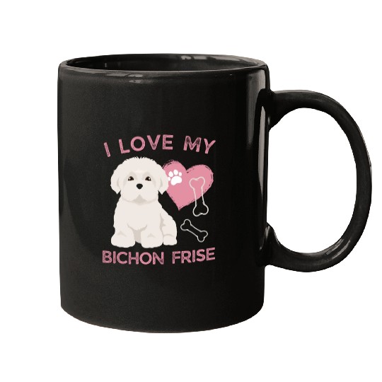 Cute puppy Bichon Frise Valentines Dog lover dogs Mugs