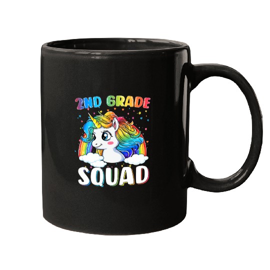 2nd Grade Squad Unicorn Rainbow Back Mugs
