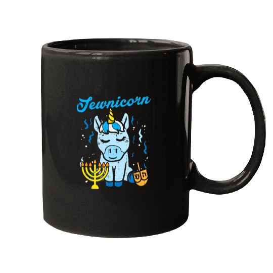 Jewnicorn Jew Unicorn Cute Hanukkah Pajamas Mugs