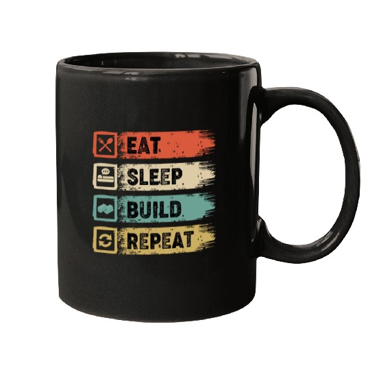 Eat Sleep Build Repeat Master Builder Block Mugs
