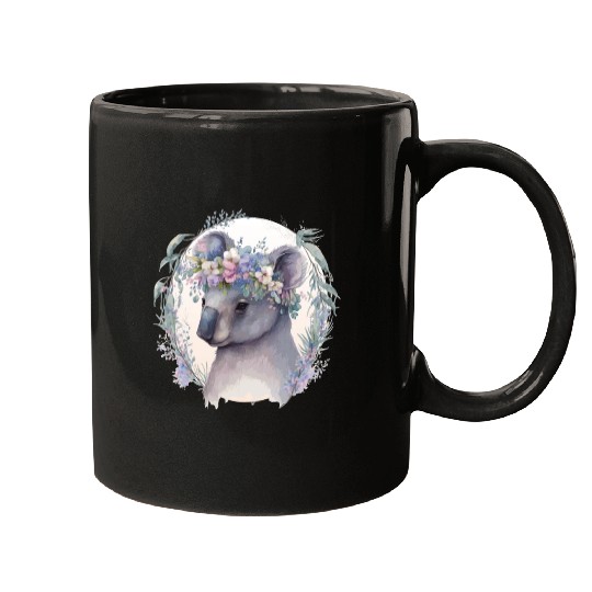 Cute Koala Bear Flower Crown Floral Koala Lover Mugs