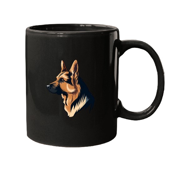 GERMAN SHEPHERD ART PETS PUPPY DOG ANIMALS DRAWING Mugs