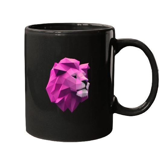 Lion pink Low Poly Art Mugs